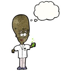 cartoon big brain scientist N3