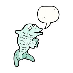 cartoon fish with speech bubble N122