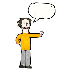 cartoon man gesturing to stop N3