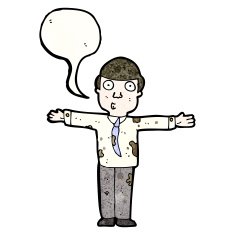 cartoon man in dirty clothes