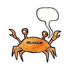 cartoon crab with speech bubble N14