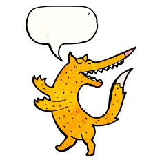 cartoon fox with speech bubble N28