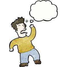 cartoon man with thought bubble N49