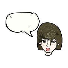 cartoon woman with speech bubble N59