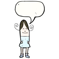 cartoon girl with speech bubble N32