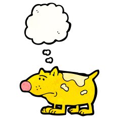 cartoon dog with thought bubble N42
