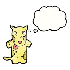 cartoon little dog with thought bubble N30