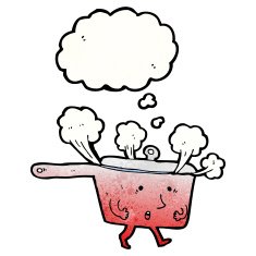 red hot cooking pan