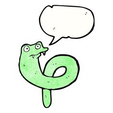cartoon snake with speech bubble N95