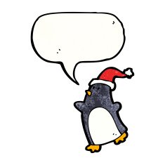 cartoon penguin in christmas hat N5