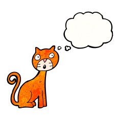 cartoon cat with thought bubble N114