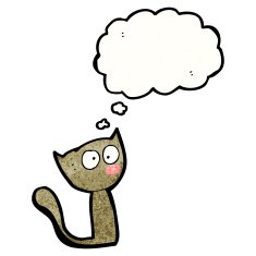 cartoon cat with thought bubble N115