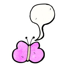 cartoon butterfly with speech bubble N9