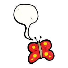 cartoon butterfly with speech bubble N10