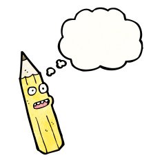 cartoon pencil with thought bubble N10