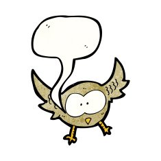 cartoon little owl hooting