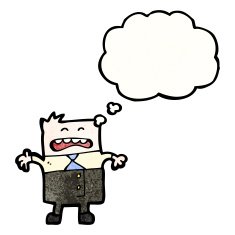 cartoon office man with thought bubble N12