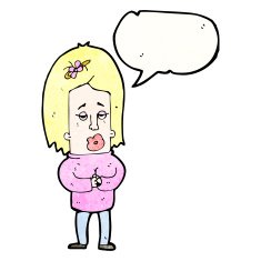 cartoon nervous woman N39
