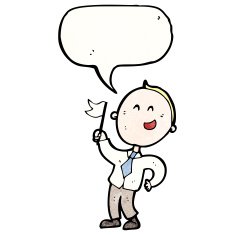cartoon boy waving white flag