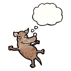 cartoon little dog with thought bubble N31