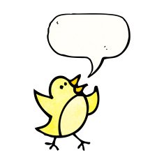 cartoon bird drawing with speech bubble N3