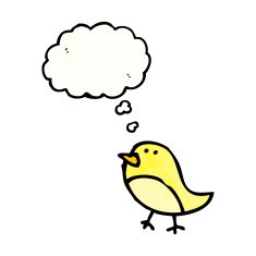 cartoon bird with thought bubble N355