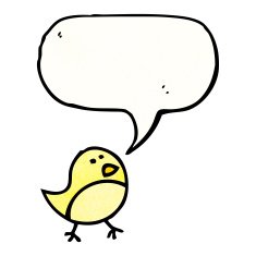 cartoon bird drawing with speech bubble N4
