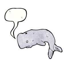 cartoon whale with speech bubble N50