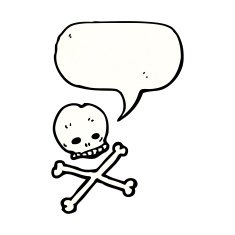 skull and crossbones with speech bubble cartoon N2