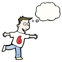 cartoon man in shirt number six N3