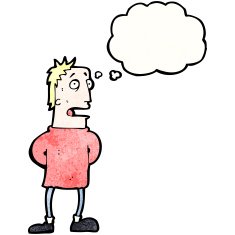 cartoon man with thought bubble N55