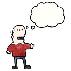 cartoon bald man pointing and laughing N5