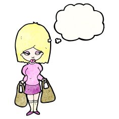 cartoon woman with shopping bags N10