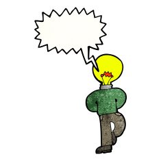 cartoon light bulb head man N9
