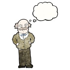 cartoon grandfather with thought bubble N13