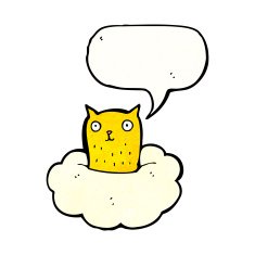 cartoon cat floating on cloud N2