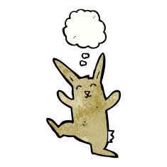 cartoon rabbit with thought bubble N112