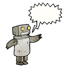 cartoon robot with speech bubble N237