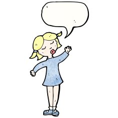 pretty blond girl with speech bubble N2
