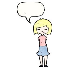 pretty blond girl with speech bubble N3