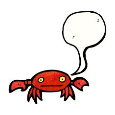 cartoon crab with speech bubble N16