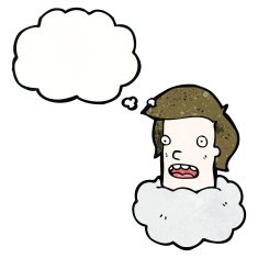 cartoon man's head in cloud N5