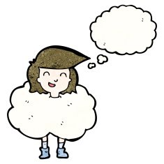 cartoon girl with head in clouds N10