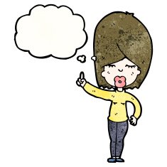 cartoon woman with thought bubble N57