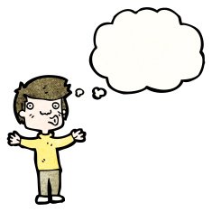 cartoon boy with thought bubble N22