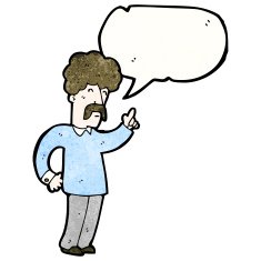 cartoon man with mustache talking N2
