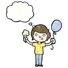 cartoon boy with ice cream and balloon N5