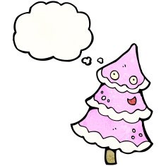 pink christmas tree cartoon N6