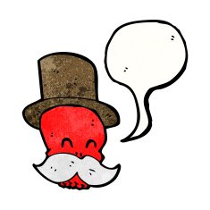 cartoon skull with mustache N23