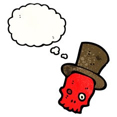 cartoon skull with top hat N6